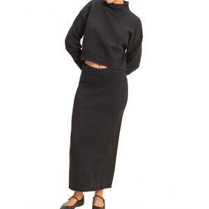 NEW HYFVE textured high neck sweater & skirt set in black